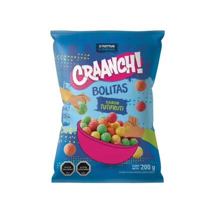 Snack Bolitas Craanch! Sabor Tutti Frutti Tottus 200 g