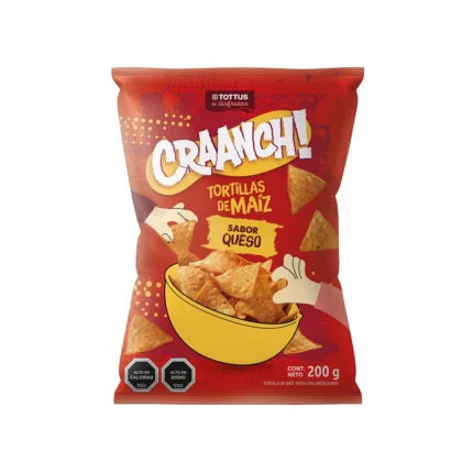 Snack Tortillas de Maíz Craanch! Sabor Queso Tottus 200 g